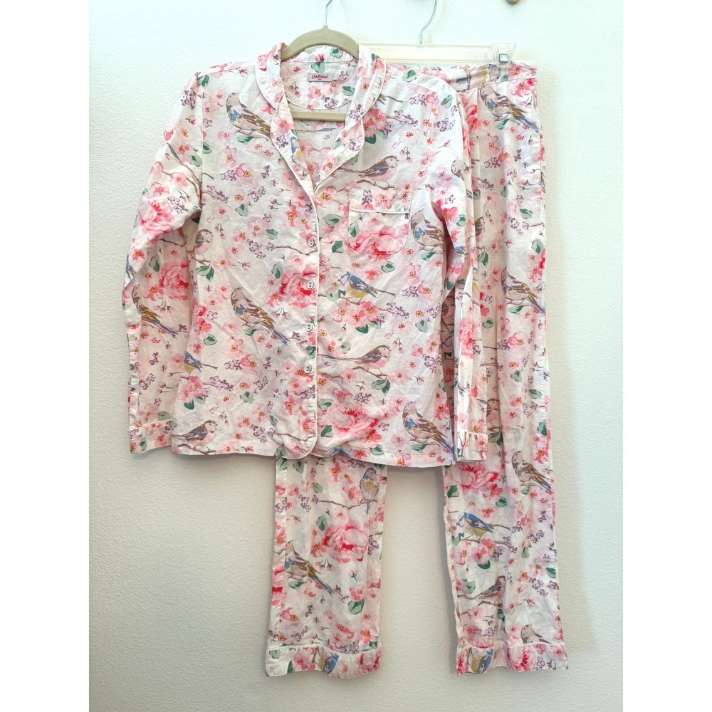 Cath Kidston Blossom Birds Button Through Pyjama Set S Pink Floral Pajama Cotton